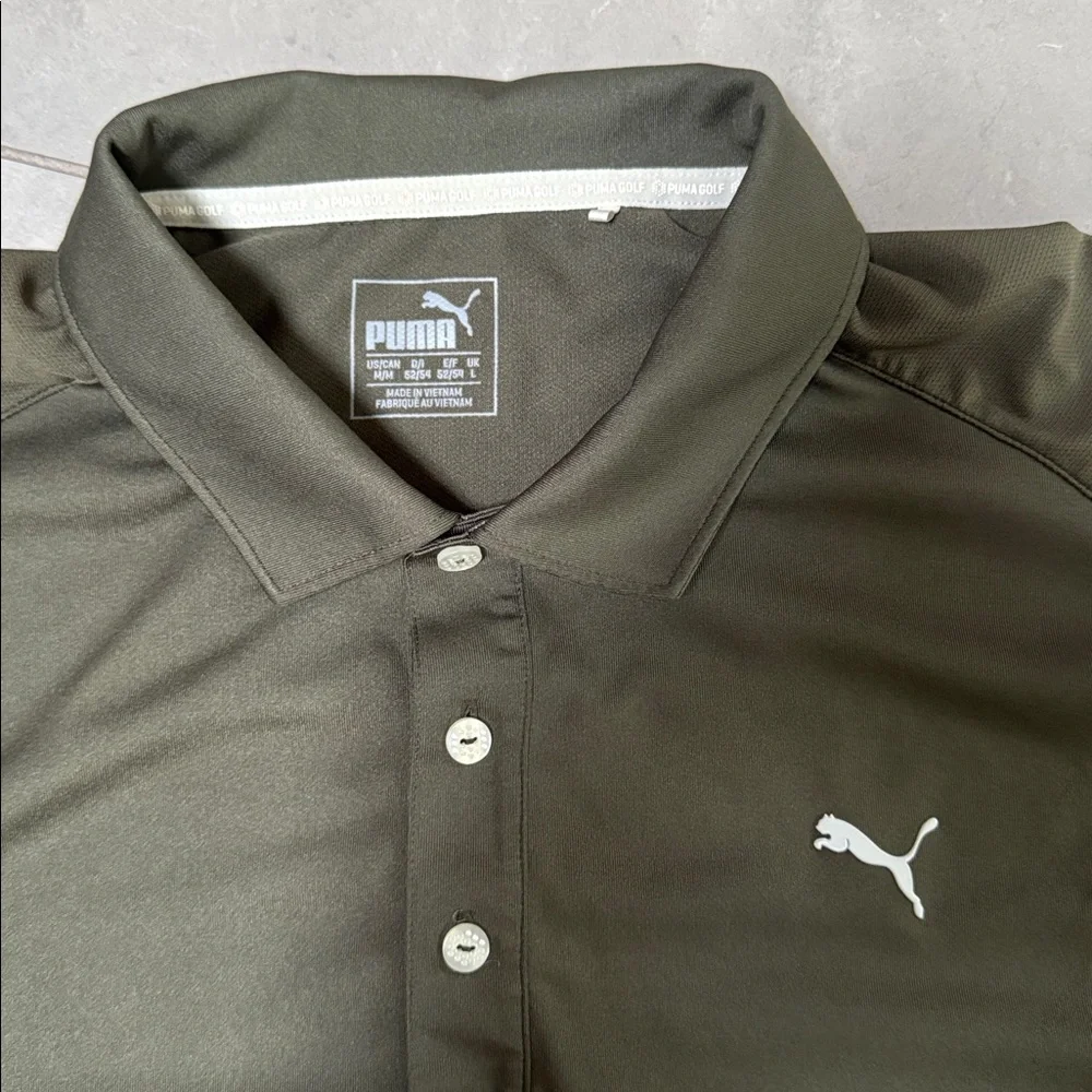 Puma Olive Green Golf Polo. Men’s Large - Picture 2 of 3